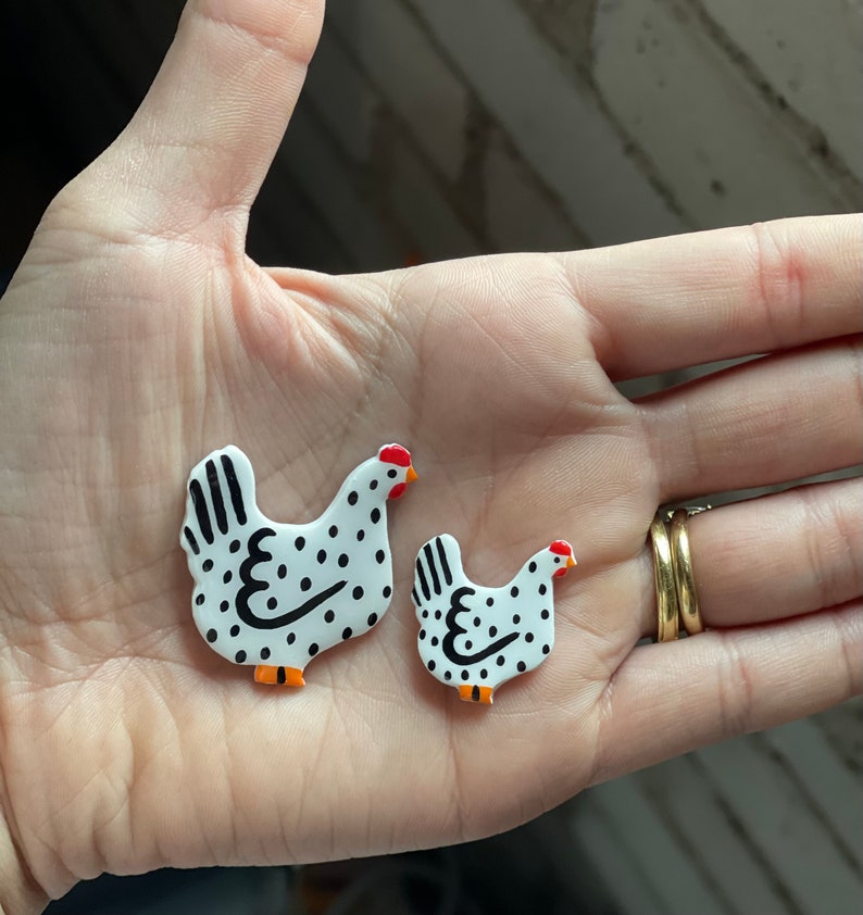 stud size comparison to hooped chicken earrings