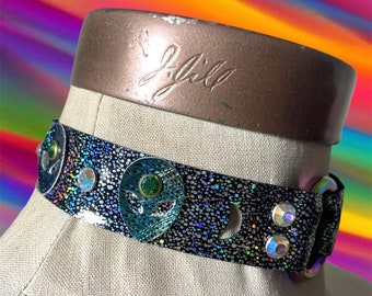 Black Iridescent Alien Moon Choker