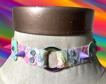 Rainbow Lace Alien Spike Choker