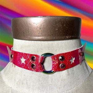 Pink Iridescent Butterfly Star Choker