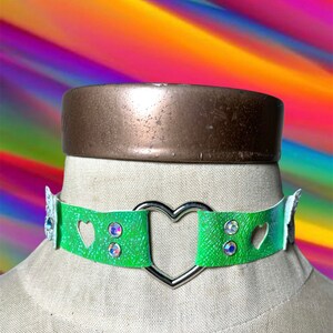 Green Iridescent Butterfly Heart Choker