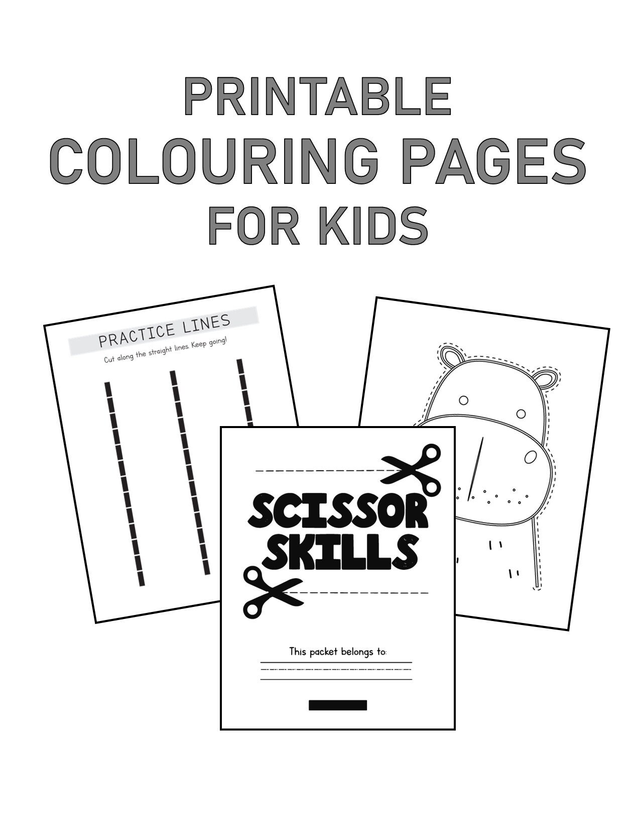 20 Printable Scissors Skills Activity Pages for Kids | Etsy
