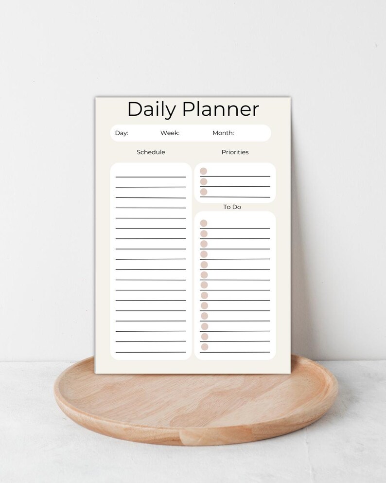 Minimalist Daily Planner Printable, to Do List, Schedule (A4, A5, US ...