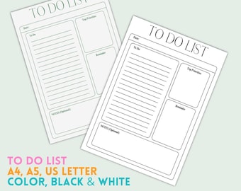 Minimal To Do List | Printable A4, A5, US Letter PDF | Daily Planner | Instant Download