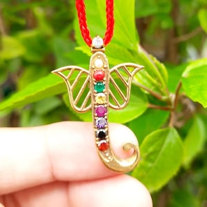 Navratan Anhänger Navratna Halskette Ganesh Anhänger 100% Feine Qualität Stein