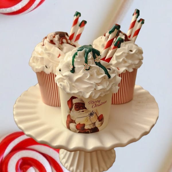 Fake Bake Peppermint Christmas Cupcakes, READY TO SHIP, Fake Bake Christmas, Tiered Tray Decor