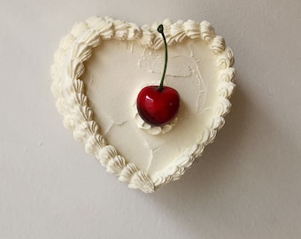 Petite Heart Shaped Fake Cake, Vintage Heart Cake, Fake Bake Cake, Faux Cake, Tiered Tray Display, Gallery Wall Art
