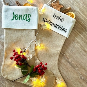 Santa stocking personalized, Christmas boot, Santa boot, jute, Christmas sock, Christmas, Santa Claus