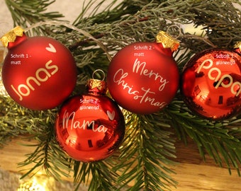 Pallina di Natale personalizzata, palline per albero di Natale con nome, diametro 6 cm, idea regalo di Natale per Babbo Natale, regalo per dipendenti in vetro