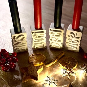 Advent numbers words 1-4 for candles, Advent wreath, winter time, Christmas, Christmas decoration, Advent season, Advent, Keraflott, Advent wreath