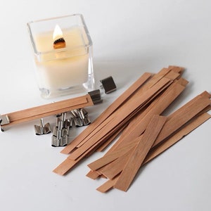 Set of 5 or 10 Candle Wood Wicks • Crackling Wood Candle Wick • DIY Candle Crafts • Natural Wood Wick • ASMR Candle Making • Clean Burn