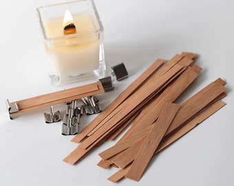Set of 5 or 10 Candle Wood Wicks • Crackling Wood Candle Wick • DIY Candle Crafts • Natural Wood Wick • ASMR Candle Making • Clean Burn