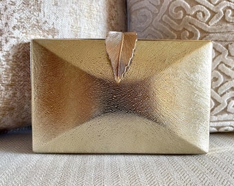 Gold Leaf Clasp Clutch Bag, Gold Evening Bag, Unique Evening Bag, Leaf Crossbody Bag, Fancy Evening Bag 455