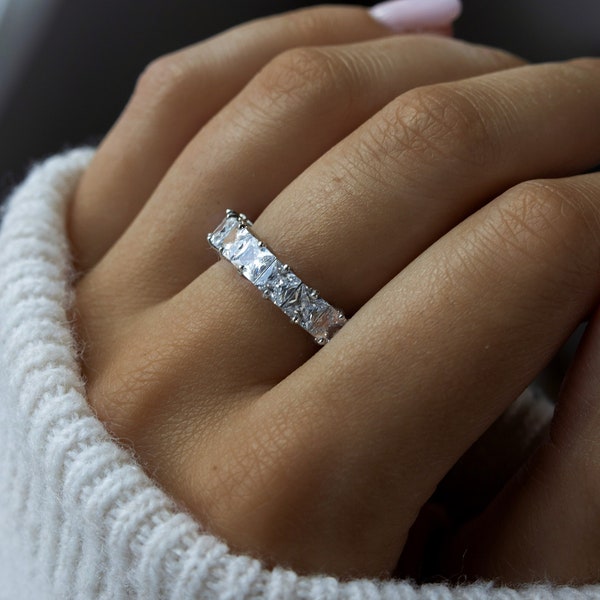 Eternity Ring Wedding Band Rings for Women Wedding Ring Statement Rings for Women Stacking Rings Baguette Ring Princess Cut