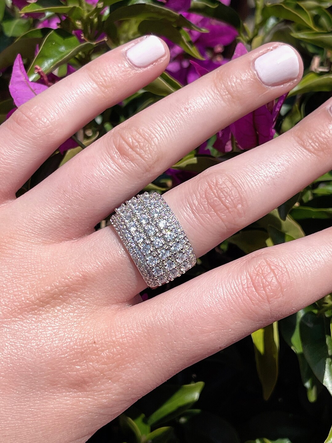 16mm Statement Cubic Zirconia Ring, Diamond Row Ring, Cubic Zirconia