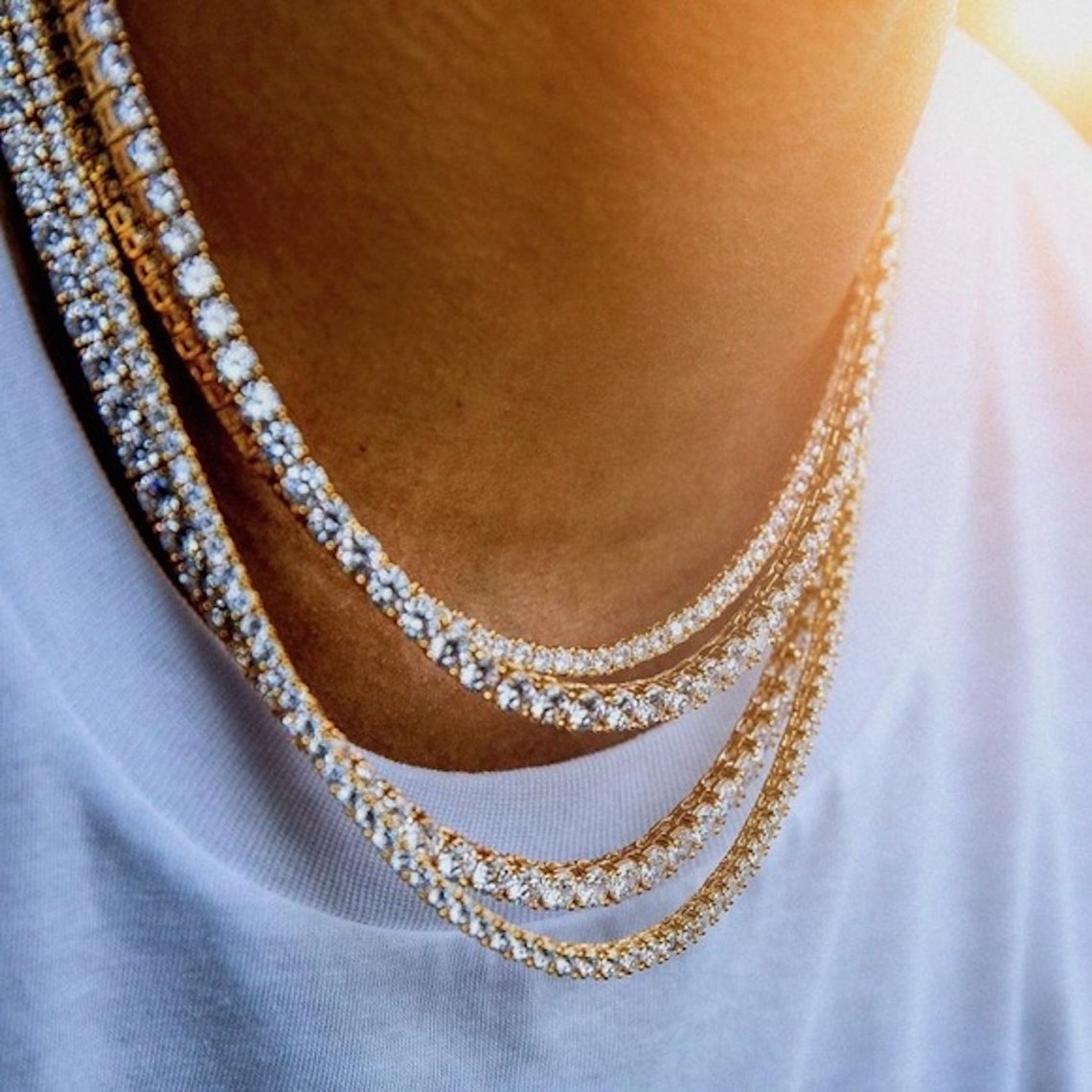 Vereist Gold Diamant Tennis Kette 18K Gold Tenniskette Hip Etsy