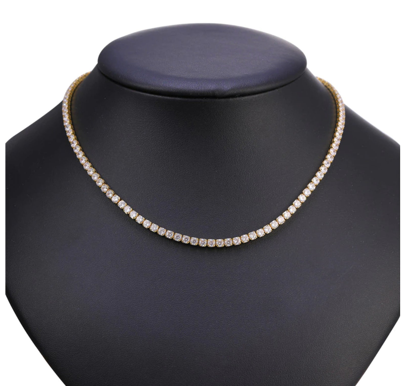 Gold & Silver 3mm Diamond CZ Tennis Necklace Adjustable Etsy UK