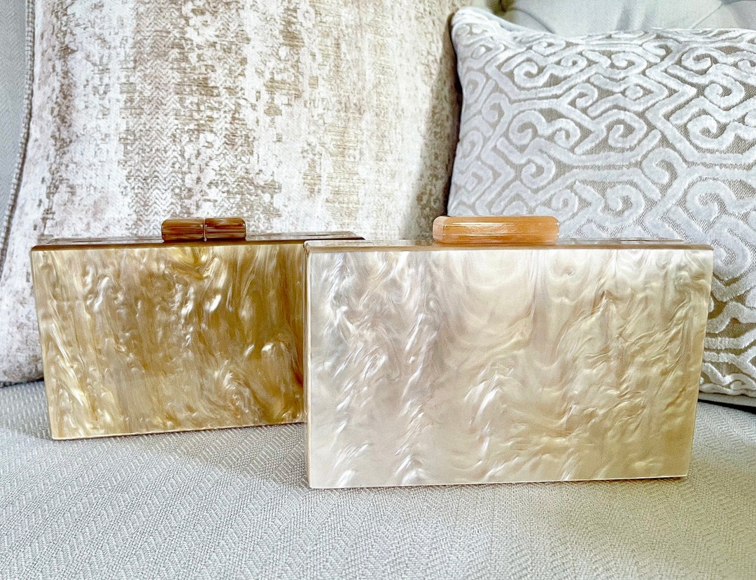 Mother of Pearl Acrylic Box Clutch Marble Look Clutch Bag Etsy