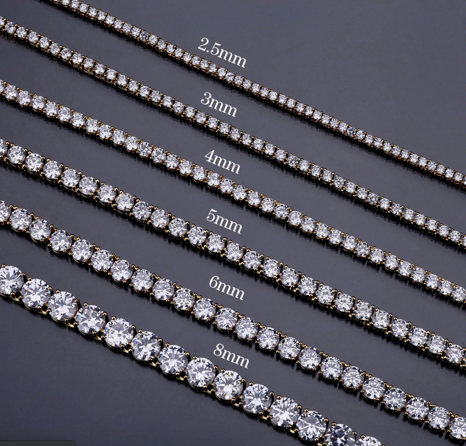 3mm 4mm 5mm Round Diamond CZ Tennis Chain Necklace Iced Out Etsy 3mm-4mm-5mm-round-diamond-cz-tennis-chain-necklace-iced-out-etsy