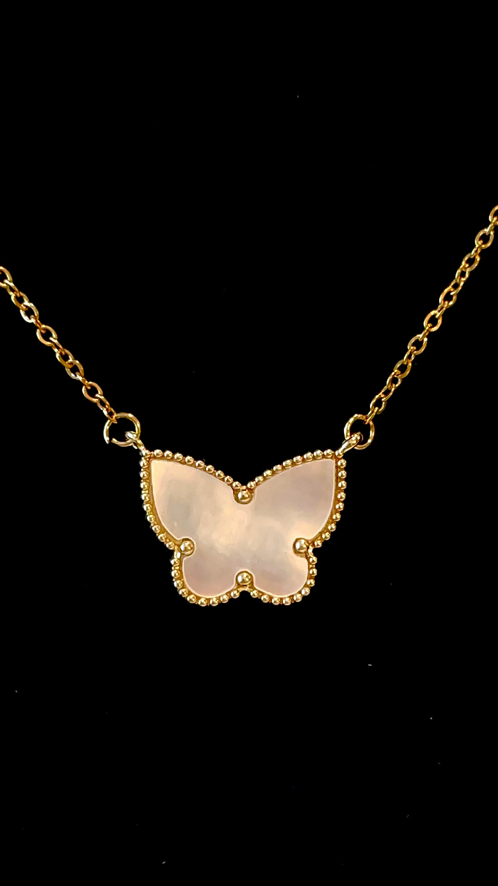 Butterfly Necklace Mother of Pearl Butterfly Necklace Dainty Etsy