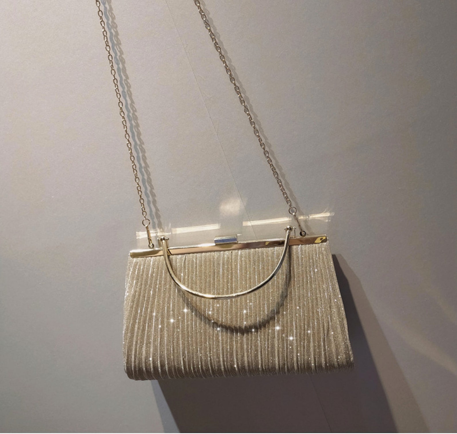 Champagne / Black Shimmer Evening Clutch Bag Evening Clutch Etsy