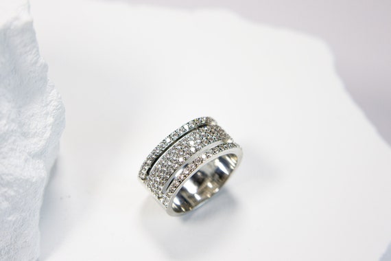 5 Row Diamond CZ Pave Ring Diamond Ring Cubic Zirconia Statement