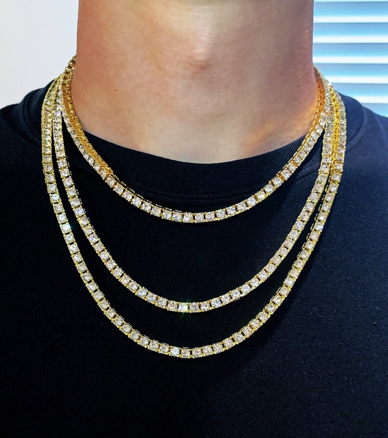 Vereist Gold Diamant Tennis Kette 18K Gold Tenniskette Hip Etsy