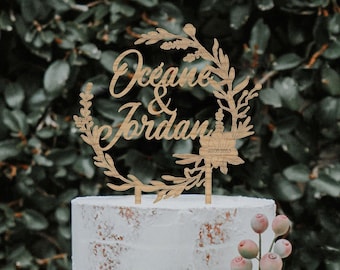 FLORAL Cake Topper Wooden wedding cake decoration wedding cake birthday baptism