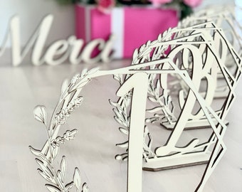 Wooden table numbers wedding number