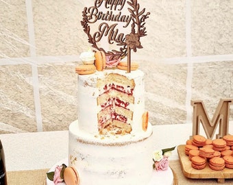 Décoration Gâteau Mariage En Bois - Cake Topper MrMrs, Just Married, Love - Personnalisable, 12-15 Cm - 4