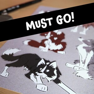 CLEARANCE | Border Collies | A5 | Print | Dog | Illustration | Art