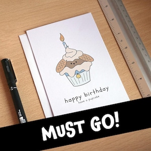 LIQUIDATION | Carte de souhaits | Anniversaire | Choisissez votre couleur | Petit gâteau | Comédie | Jeu de mots | Illustré | Célébration | Chien | Chiot