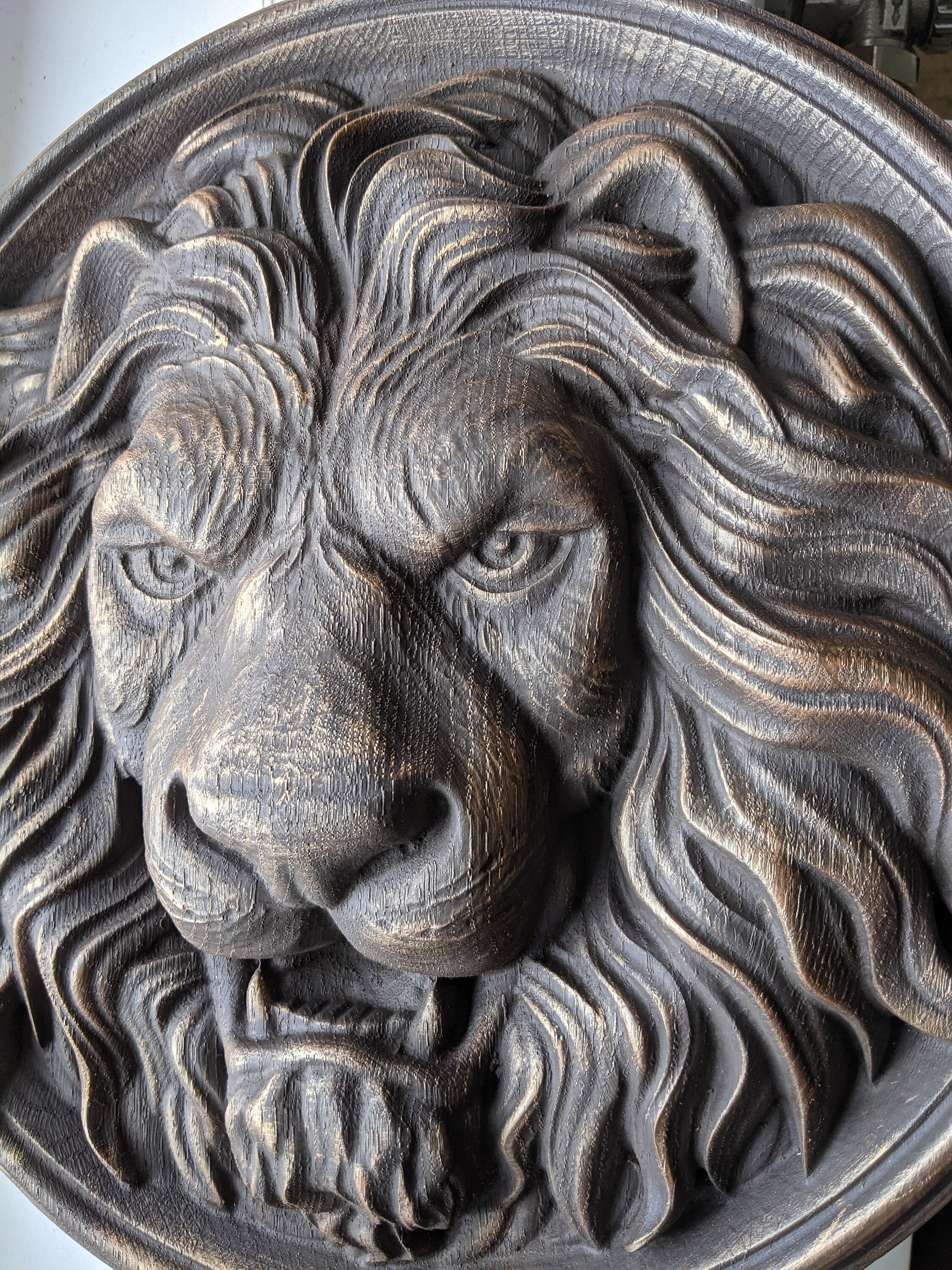Wood applique Lion Head Carved Lion Wall Hanging Wood | Etsy
