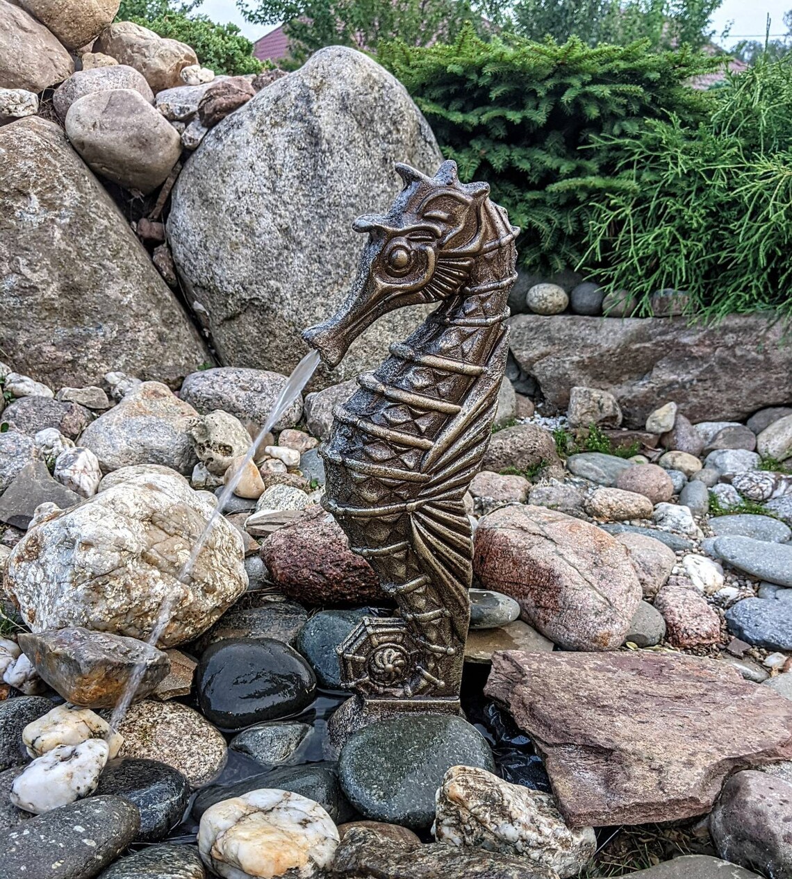 Water feature Fountain outdoor Garden sculpture seahorse Etsy
