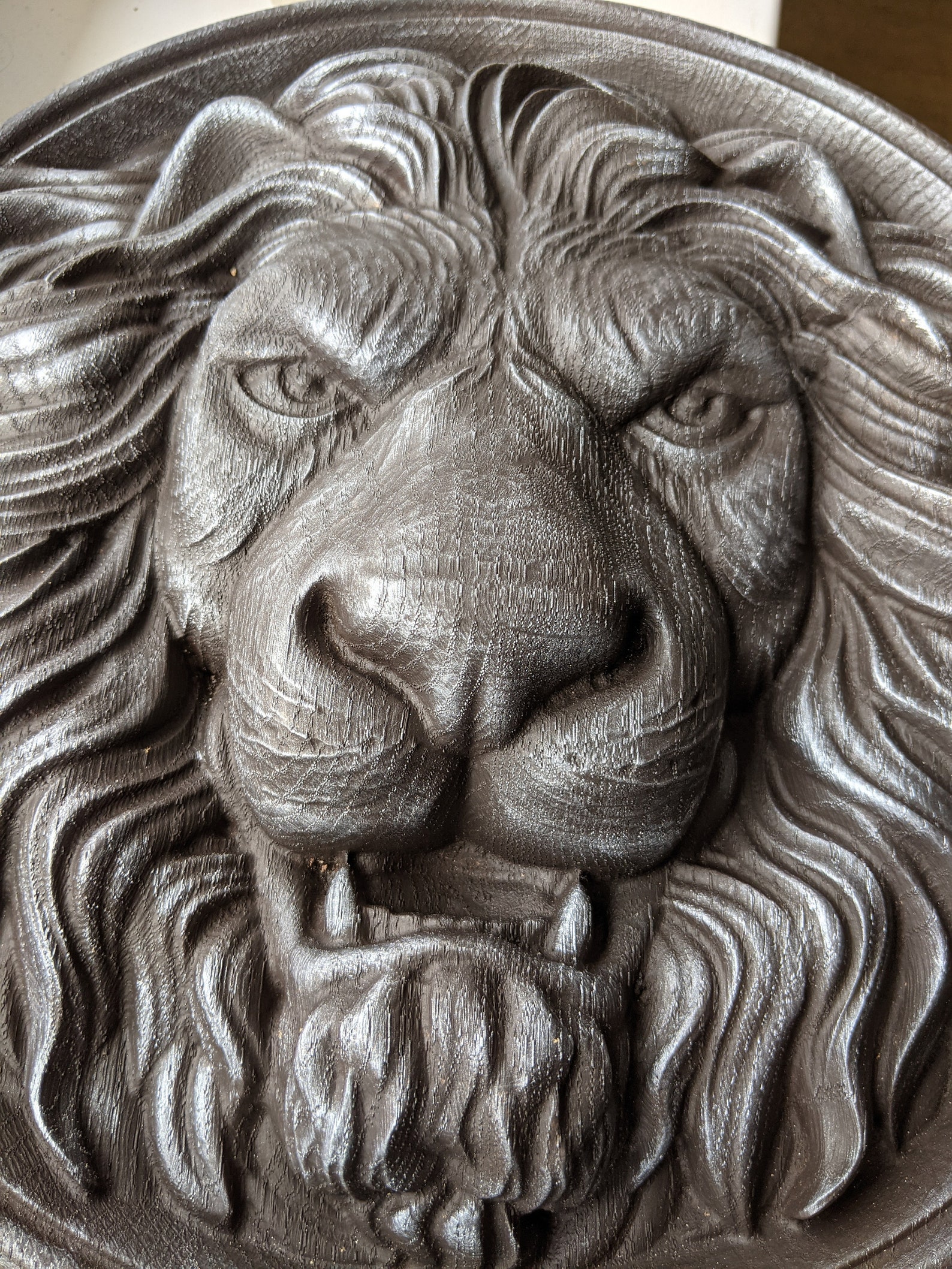 Wood applique Lion Head Carved Lion Wall Hanging Wood Etsy
