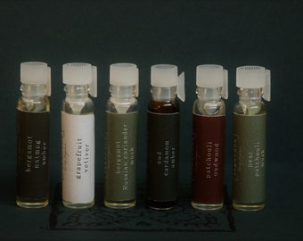 Unisex sample collection x 10 roll on perfume oils // Alcohol Free, Vegan, Cruelty Free, Paraben Free perfume for women and men