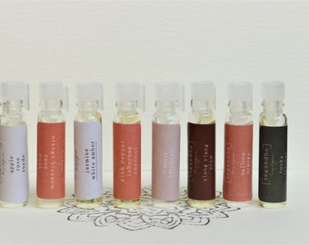 Feminine collection x 10 roll on perfume sample collection // Alcohol Free, Vegan, Cruelty Free, Paraben Free perfume for women