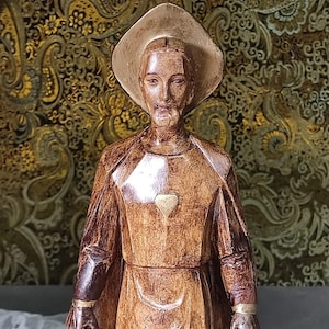 Herz-Jesu-Jesus, 34 cm, Kunstholz, Gipsstatue, Christusstatue, monochrome Figur, antike Jesus-Christus-Skulptur, Gips-Christus