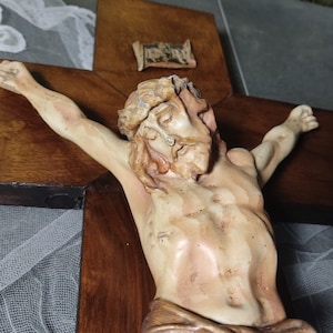 Church Crucifix, Crucified Christ, Wall Crucifix, Christmas Crucifix, Lead Christ Crucifix, Wooden Cross, Polychrome