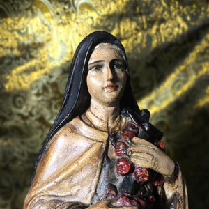 Antique Sculpture Saint Therese of Lisieux, Saint French, Saint Plaster, Plaster Sculpture, Holy Statue, 19th century