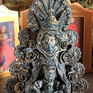 Antigo Busto da Virgem do Rocío, Virgem de Barro Cozido, Busto da Virgem com o Menino, Virgem Velha de Huelva, Virgem com acabamento em bronze, Almonte