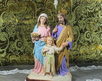 Holy Family Sculpture, Ancient Holy Family, Virgin Mary Sculpture, Child Jesus Sculpture, Saint Joseph Sculpture, Holy Family 3D Statue