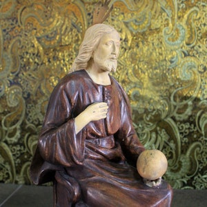 Jesus Statue, Sculpture of Jesus Christ, Ancient Religious Figure, Sacred Heart of Jesus, Christ Sculpture, 19th