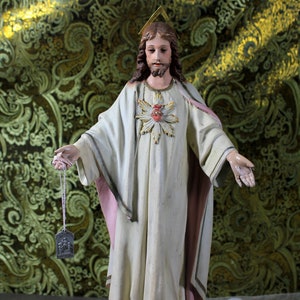Sacred Heart Jesus Sculpture, Jesus Sculpture 42 cm, Sacred Heart, Jesus Figure, Jesus Plast, Olot