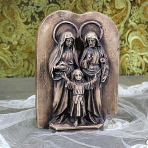 Holy Family Ceiling Lamp, Old Wall Plaque, Religious Scene, Holy Family Half Relief, Plaster Sculptural Icon
