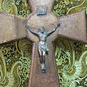 XIX Wooden Cross, Art Nouveau Crucifix, Silver Metal Christ, Religious Crucifix, Wood Wall Cross, Antique Wall Crucifix