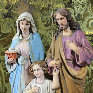 Holy Family Sculpture, Ancient Holy Family, Virgin Mary Sculpture, Child Jesus Sculpture, Saint Joseph Sculpture, Holy Family 3D Statue