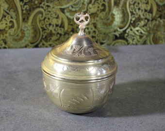 Antique Chalice, Metal Chalice, Lidded Chalice, Brass Chalice, Antique Embossed Chalice.