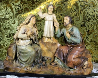 Skulptur der Heiligen Familie, Alte Heilige Familie, Skulptur der Jungfrau Maria, Skulptur des Jesuskindes, Skulptur des Heiligen Josef, Statue der Heiligen Familie