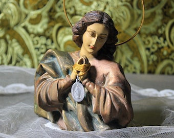 Antique Bust Virgin Mary, Antique Virgin Plaster, Sculpture Our Lady, Plaster Statue, Virgin Statue, Small Bust Mary, Bust Our Lady,